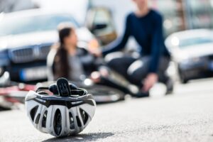 a bike helmet on the ground