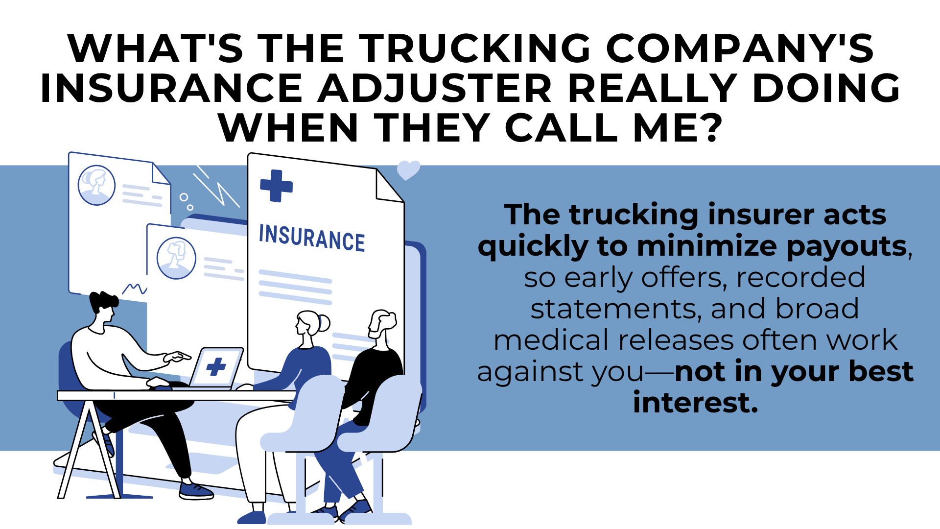 Insurance documents and people meeting illustrating adjuster tactics to reduce payouts and gather statements