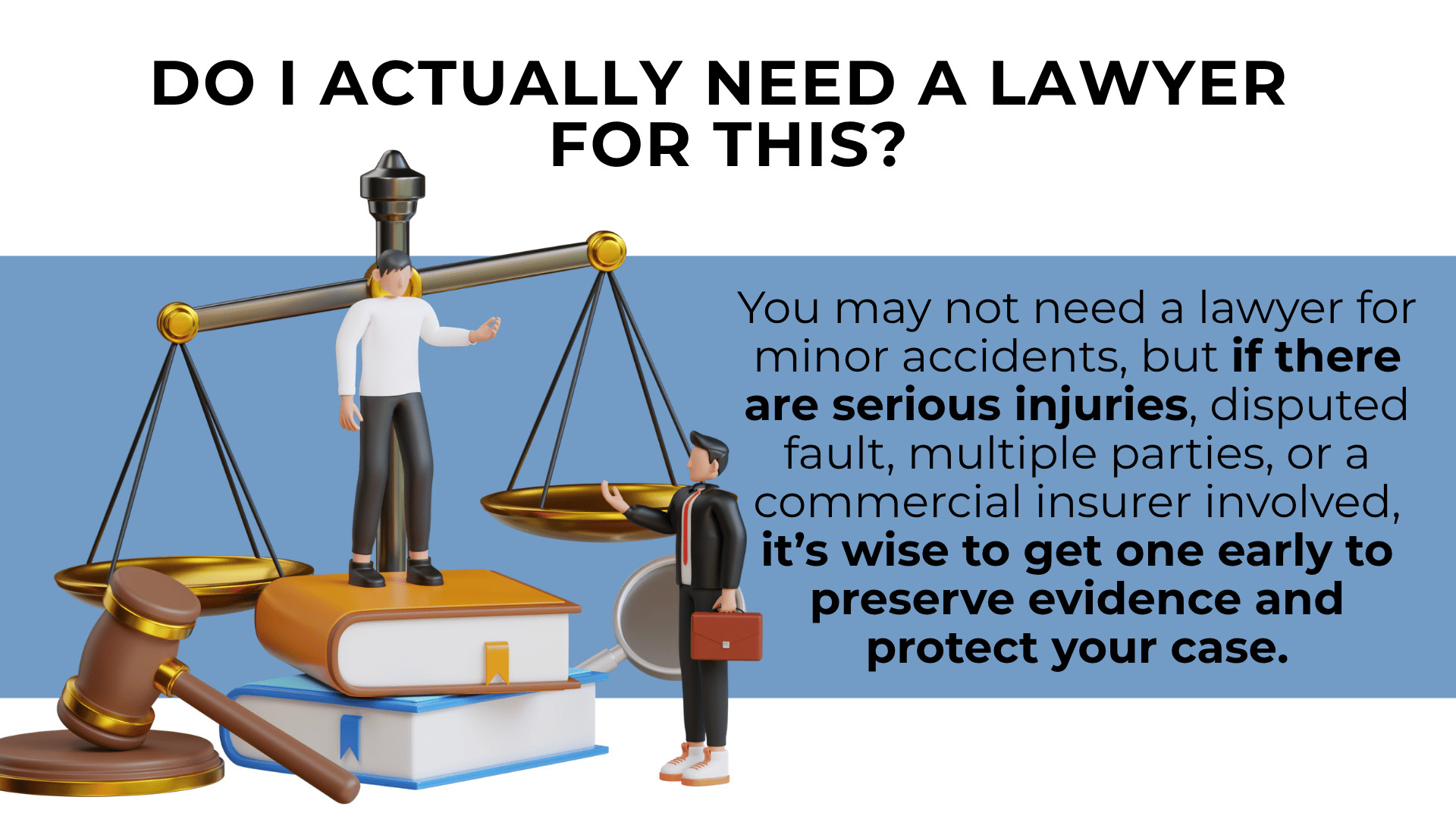 Scales and legal figures illustrating when to hire a lawyer after serious truck accident claims
