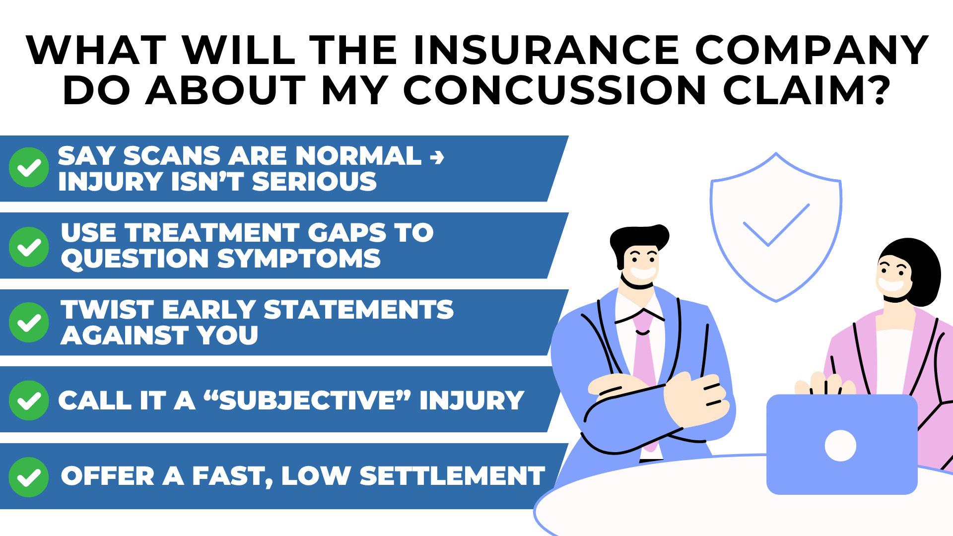 Checklist shows insurers may downplay injury question symptoms twist statements and offer low settlements